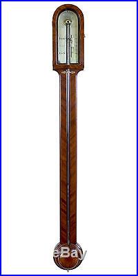 SWC-Nautical Stick Barometer with Herringbone Mahogany, Philadelphia, c. 1810