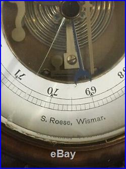 S. Roese Wismar Germany Barometer Ornate Carved Black Forest Wood Frame