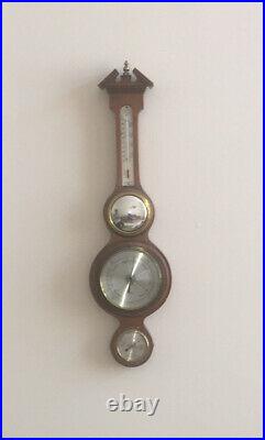 Salem banjo wall barometer, clock, thermometer, moisture Gauge