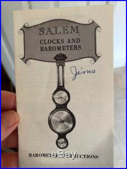 Salem banjo wall barometer, clock, thermometer, moisture gage