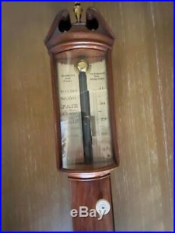 Saunders and Cook Stick Barometer Regency bow-front stick with barometer a therm