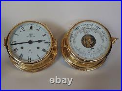 Schatz Maritime Clock Royal Mariner Brass Ships Bell W Barometer Matching Set