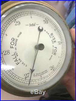 Sestrel Vintage Marine Brass Barometer British Made! Old Heavy beveled glass