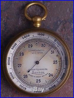 Short & Mason 1900 Vintage Pocket Aneroid Barometer Altimeter Working Condition