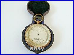 Short & Mason Ltd. Antique Pocket Weather Barometer With Fitted Leather Case