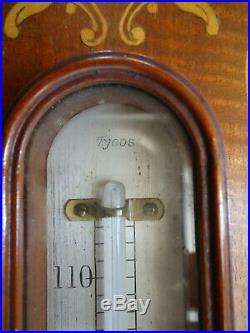 Short & Mason Tycos Banjo Barometer Thermometer, Mahogany, London, Antique