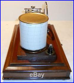 Short & Mason dial barograph (stormograph) with beveled glass, charts, ink