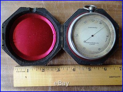 Short and Mason English Pocket Barometer Altimeter WORKS very nice with case