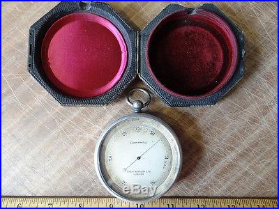 Short and Mason English Pocket Barometer Altimeter WORKS very nice with case