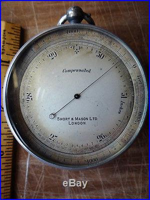 Short and Mason English Pocket Barometer Altimeter WORKS very nice with case