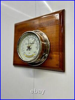 Silvery Shiny Metal Original Utsuki Keiki Ship Aneroid Barometer Made in Japan