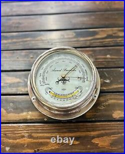 Silvery Shiny Metal Original Utsuki Keiki Ship Aneroid Barometer Made in Japan