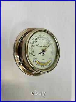 Silvery Shiny Metal Original Utsuki Keiki Ship Aneroid Barometer Made in Japan