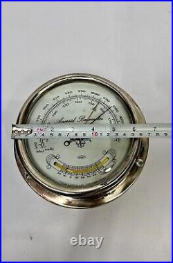 Silvery Shiny Metal Original Utsuki Keiki Ship Aneroid Barometer Made in Japan