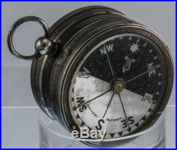 Singer's Patent Pocket Compass Barometer Sterling Silver MOP Ireland 19th Cent
