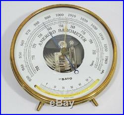 SkSATO Aneroid Barometer with Glass Thermometer vintage Made in Japan