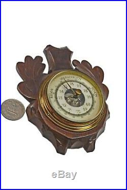 Small Antique Leaf Carved Barometer, Black Forest, Germany