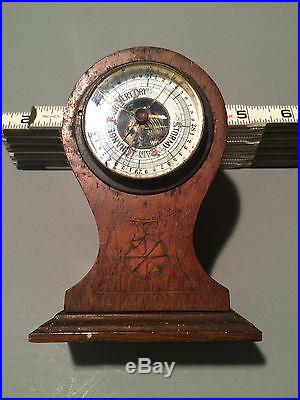 Small Vintage Barometer- Needs Repair- Beveled Glass- Hardwood Case- Low Price