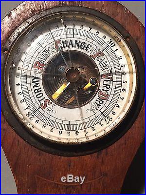 Small Vintage Barometer- Needs Repair- Beveled Glass- Hardwood Case- Low Price