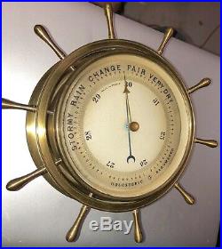 Solid Brass French Holosteric Barometer Made In France 8 X 8 X 3