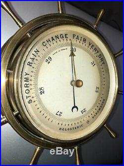 Solid Brass French Holosteric Barometer Made In France 8 X 8 X 3