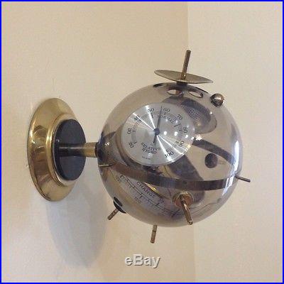 Sputnik Vintage Brass Thermometer Hygrometer Barometer Weather Station Germany