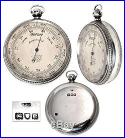 Sterling Silver J. Hicks London Pocket Barometer Ca 1900