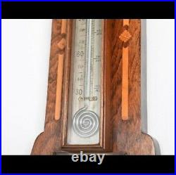 Stunning 1914 antique mahogany J. M. Johnson Huddersfield Inlaid Banjo Barometer