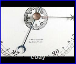 Stunning 1914 antique mahogany J. M. Johnson Huddersfield Inlaid Banjo Barometer