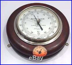 Suiiz marine barometer precision aneroid wooden frame ship`s vintage antique