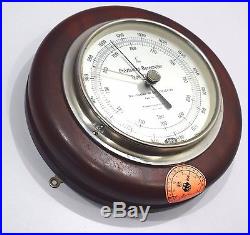 Suiiz marine barometer precision aneroid wooden frame ship`s vintage antique