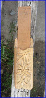 Swiss Black Forest Wood Carving Thermometer in Box Edelweiss Geneva Christmas