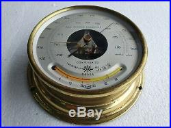 Takahashi Vintage Marine Brass Barometer / Thermometer Made In Japan