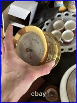 Taylor Inst. Co. Antique Brass Barometer Weather Instrument Original