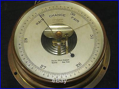 Taylor Kelvin-White Co. Boston-New York Brass Barometer, 8 Nautical Marine Boat