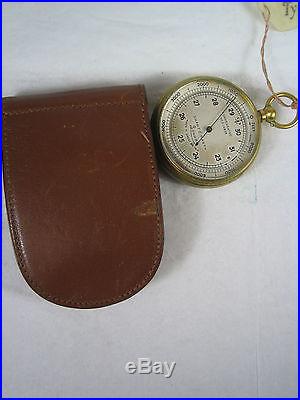 Tycos Short & Mason Pocket Altimeter London Original Leather Case No. D 14838