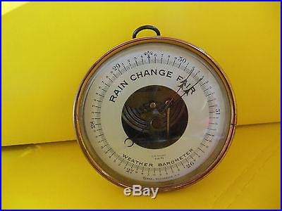 Tycos Weather Barometer Vintage 5 1/4 diameter brass