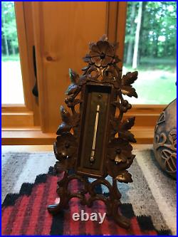 VERY ORNATE REICHENAL Black Forest CARVED BAROMETER
