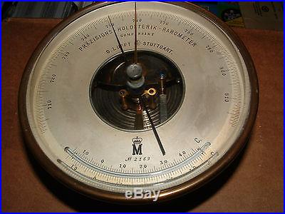 VERY RARE WORKING ANTIQUE HOLOSTERIK 1900's G. LUFFT BRASS BAROMETER/THERMOMETER