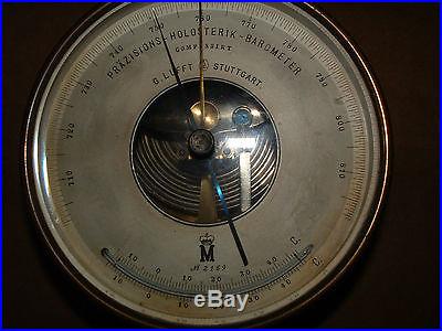 VERY RARE WORKING ANTIQUE HOLOSTERIK 1900's G. LUFFT BRASS BAROMETER/THERMOMETER