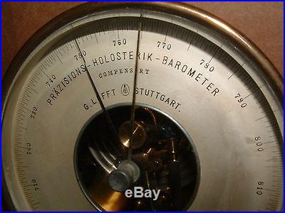 VERY RARE WORKING ANTIQUE HOLOSTERIK 1900's G. LUFFT BRASS BAROMETER/THERMOMETER