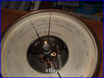 VERY RARE WORKING ANTIQUE HOLOSTERIK 1900's G. LUFFT BRASS BAROMETER/THERMOMETER