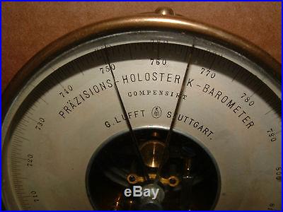 VERY RARE WORKING ANTIQUE HOLOSTERIK 1900's G. LUFFT BRASS BAROMETER/THERMOMETER