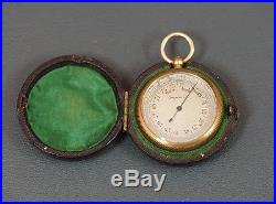 Victorian Antique German Military Aneroid Pocket Barometer Gild Brass W Case