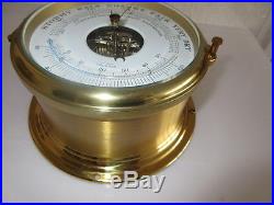 VINTAGE BRASS SCHATZ COMPENSATED PRECISION SHIPS BAROMETER THERMOMETER Germany