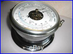 VINTAGE CHROME SCHATZ COMPENSATED PRECISION SHIPS BAROMETER THERMOMETER Germany