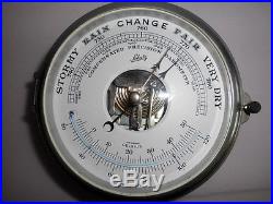 VINTAGE CHROME SCHATZ COMPENSATED PRECISION SHIPS BAROMETER THERMOMETER Germany