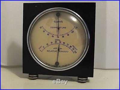 VINTAGE Glass Steel CASED DESK BAROMETER FEE AND STEMWEDEL Temperature Gauge