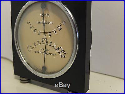 VINTAGE Glass Steel CASED DESK BAROMETER FEE AND STEMWEDEL Temperature Gauge