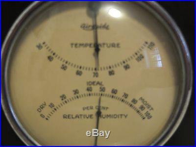 VINTAGE Glass Steel CASED DESK BAROMETER FEE AND STEMWEDEL Temperature Gauge